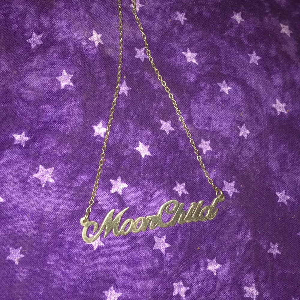 Moonchild silver monologue necklace